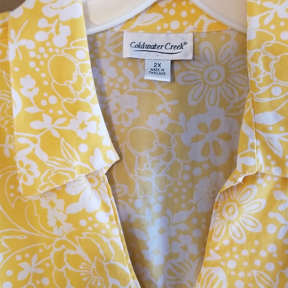 Coldwater Creek Butter Yellow Floral Blouse